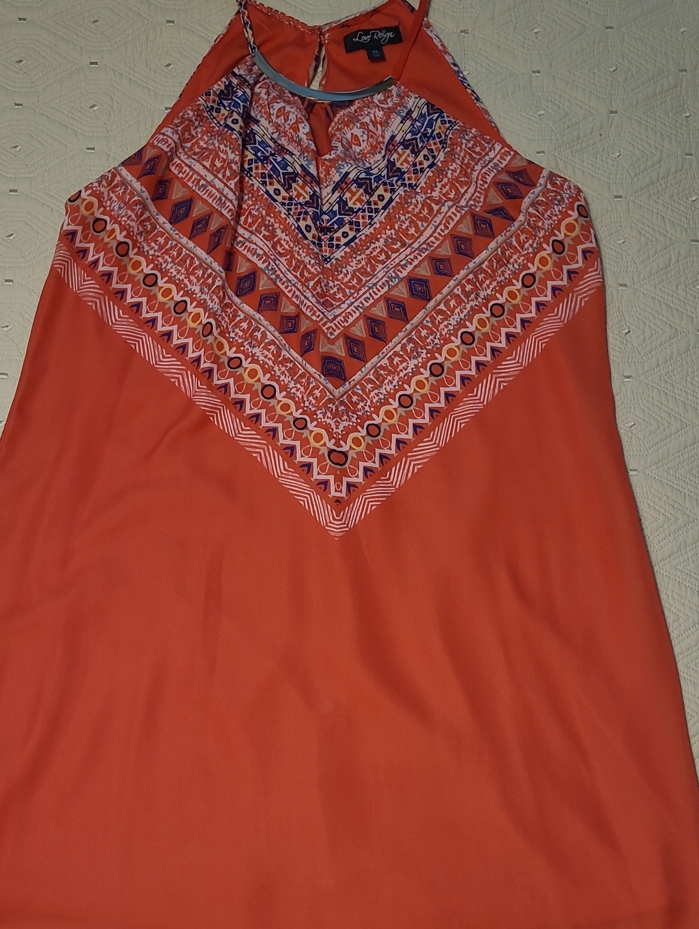 Love Reign Orange Printed Halter Tank Top